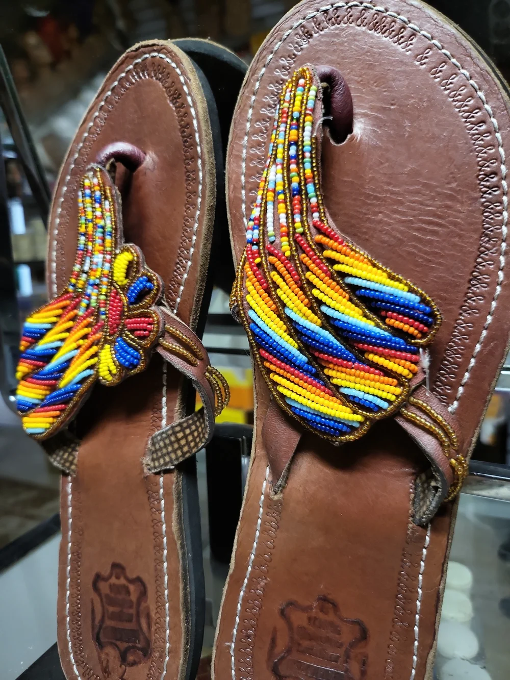 African Maasai Beaded traditional slippers Size 42 us size 11 - Picture 2 of 6